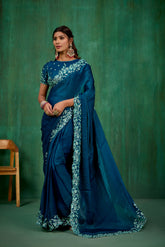 Sea Green Shop Elegant Silk Blend Embroidery Ready to Wear Saree - Perfect for Any Occasion-RTW-4292